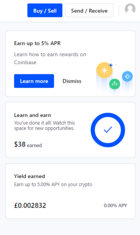 Coinbase amount earnt