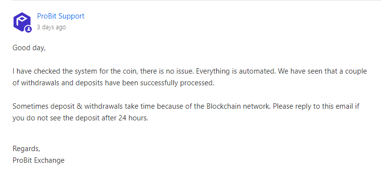 probit crypto exchange's awful support