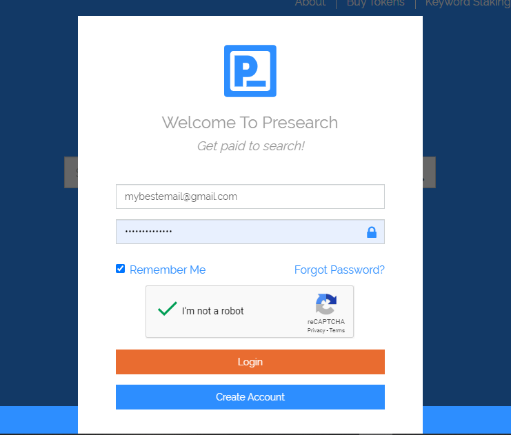 Presearch login