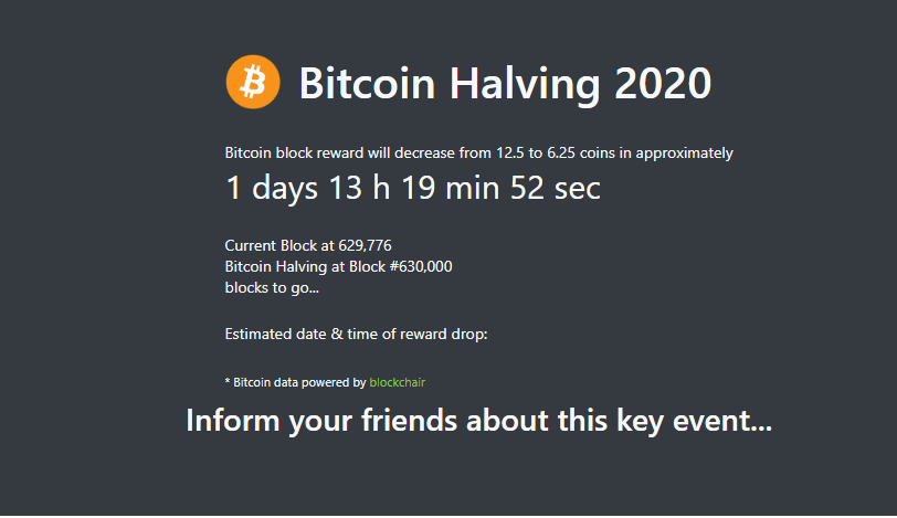 bitcoin halving 2020