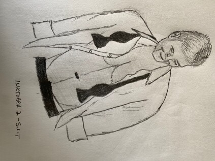 Man in an unbuttoned suit - pencil