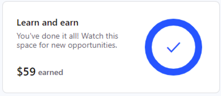 Coinbase learn and earn total