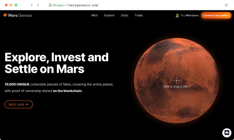 Mars Genesis Landing Page