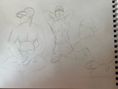 Kyle in three poses - 2-minute timed pencil sketches