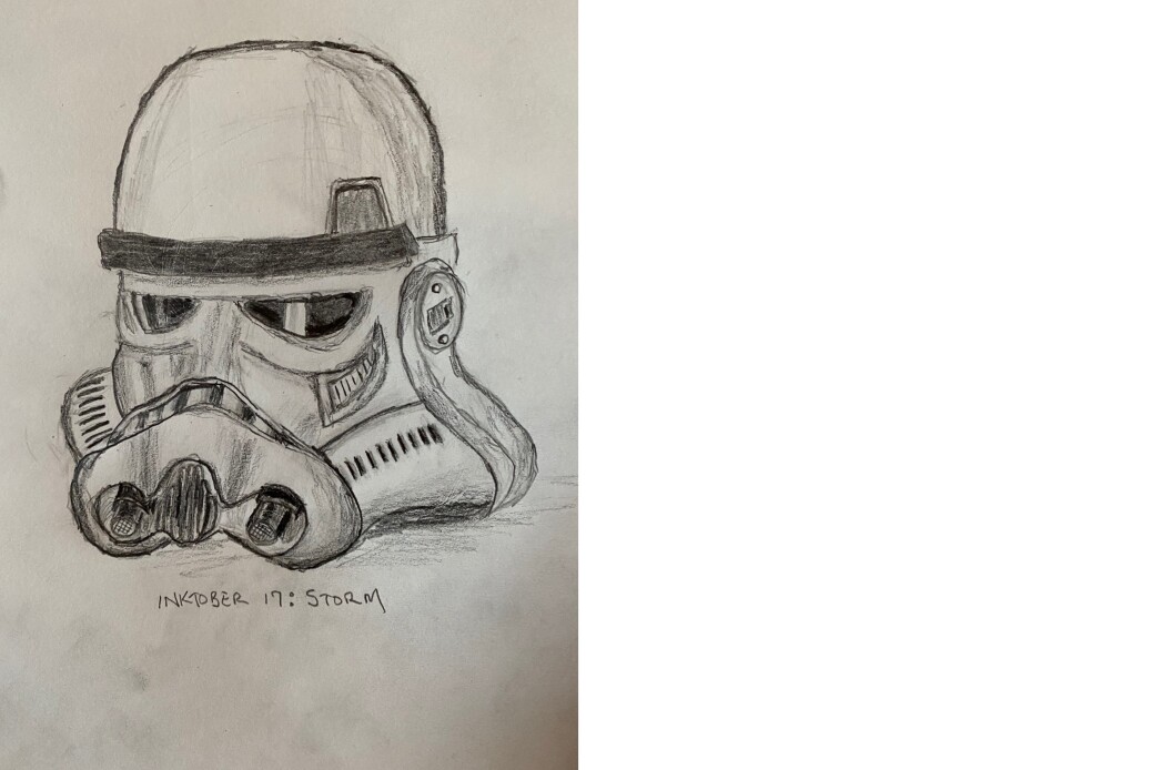storm trooper helmet - drawing in pencil