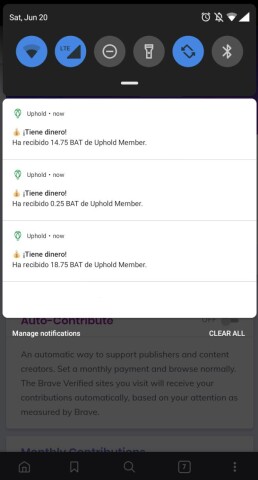 Uphold notifications