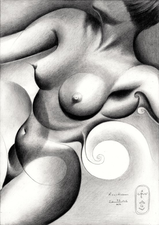 cubist nude graphite pencil drawing