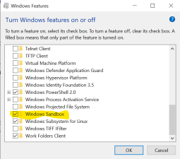 Windows Sandbox feature