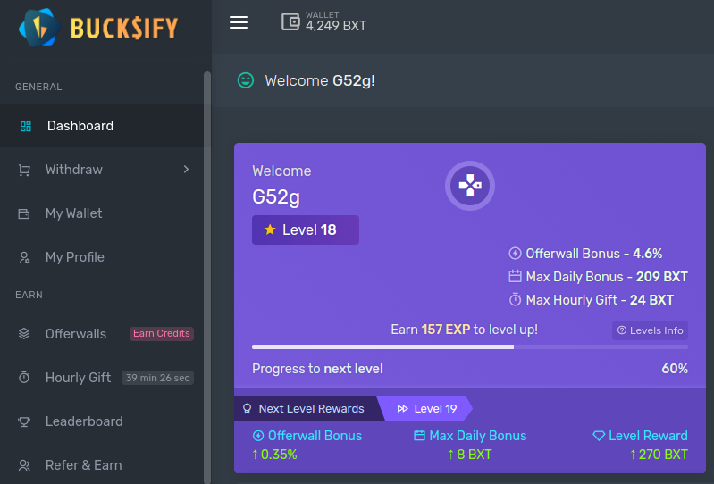 Bucksify Dasboard