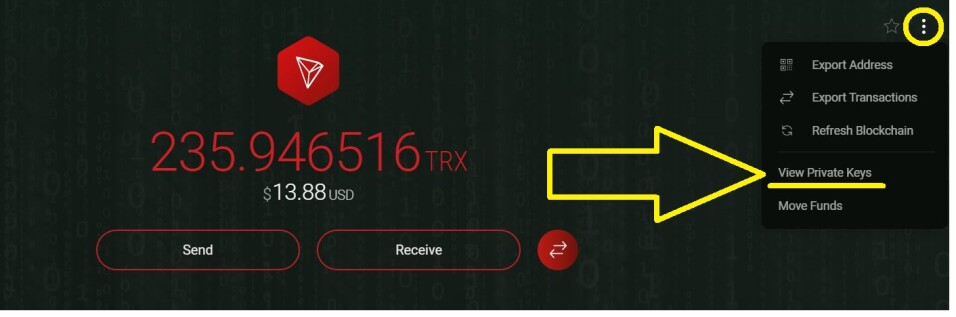 TRX Private Keys Exodus Wallet