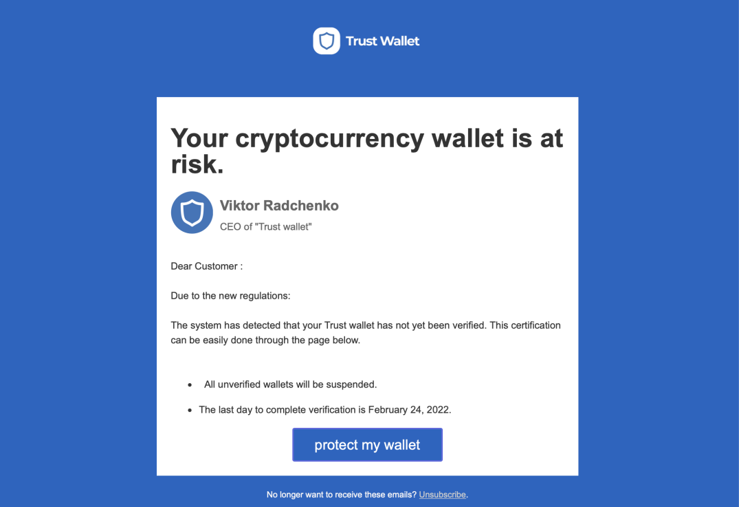 Trust Wallet Pishing scam