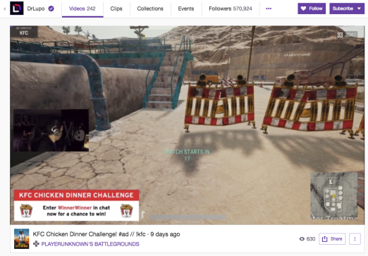 kfc sponsors a streamer