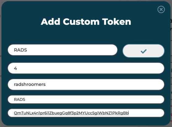 RADS Add Custom Token