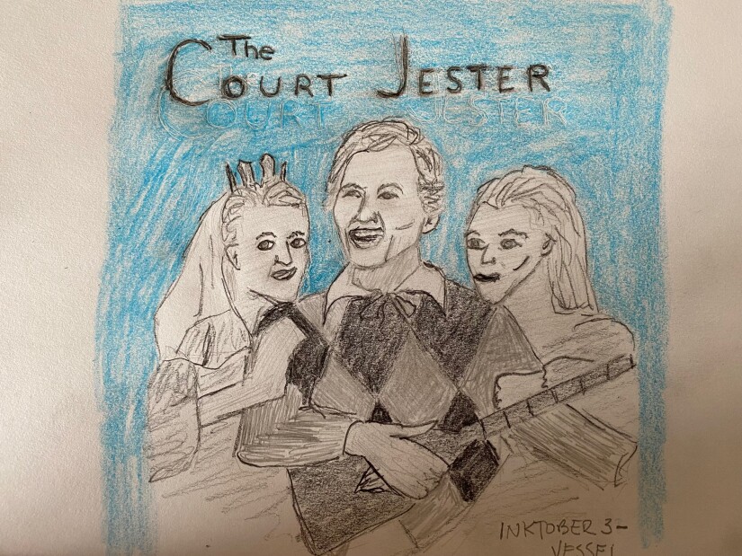 Sketch of figures from The Court Jester movie poster