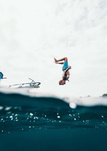 diving into water