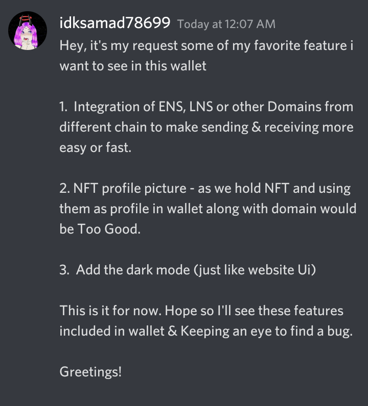My requested feature