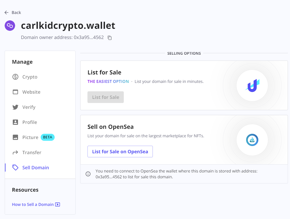 sell domain