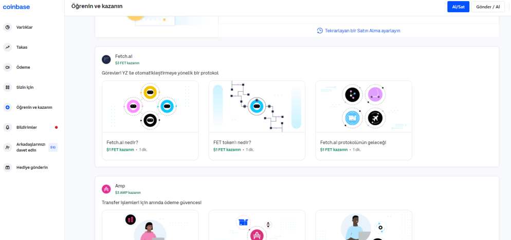 Coinbase Öğrenin ve Kazanın