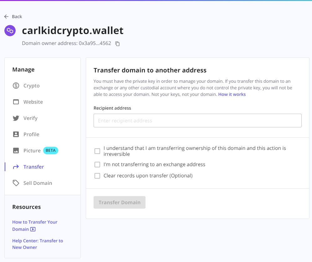 transfer domain