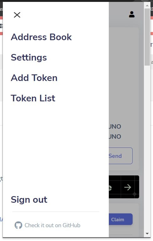 Add token menu