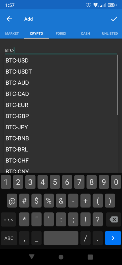 Enter the crypto pair,