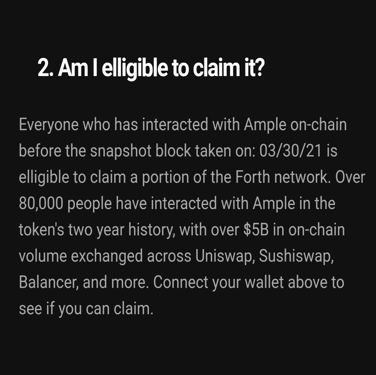 FORTH claim eligibility criteria