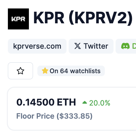 KPR NFTs are around 0.15E