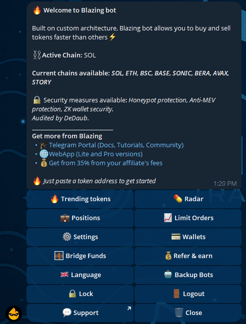Blazing Telegram Trading Bot