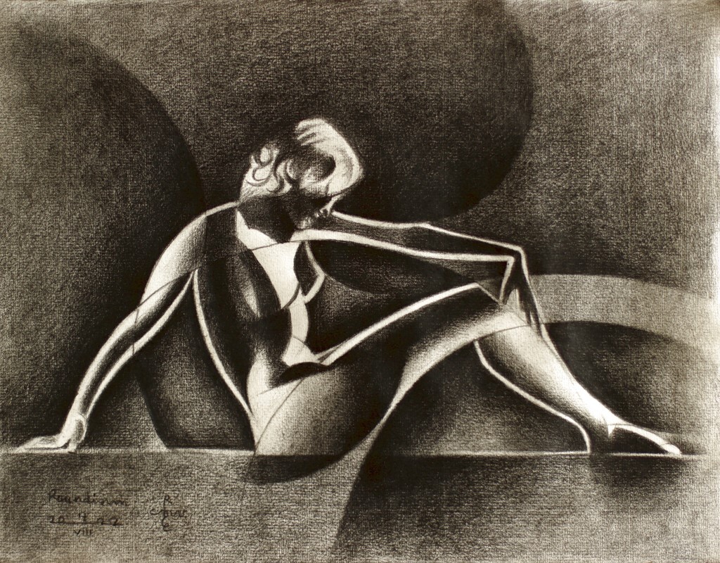 cubist nude graphite pencil drawing