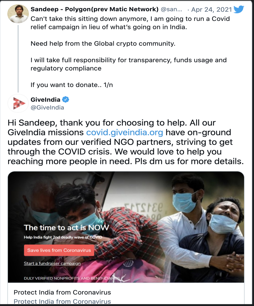 crypto donation, india, covid 19, crypto relief