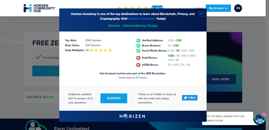 Horizen Claim faucet