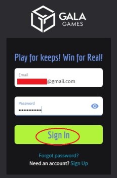 Gala sign in
