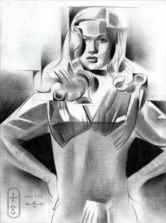 cubist celebrity graphite pencil drawing