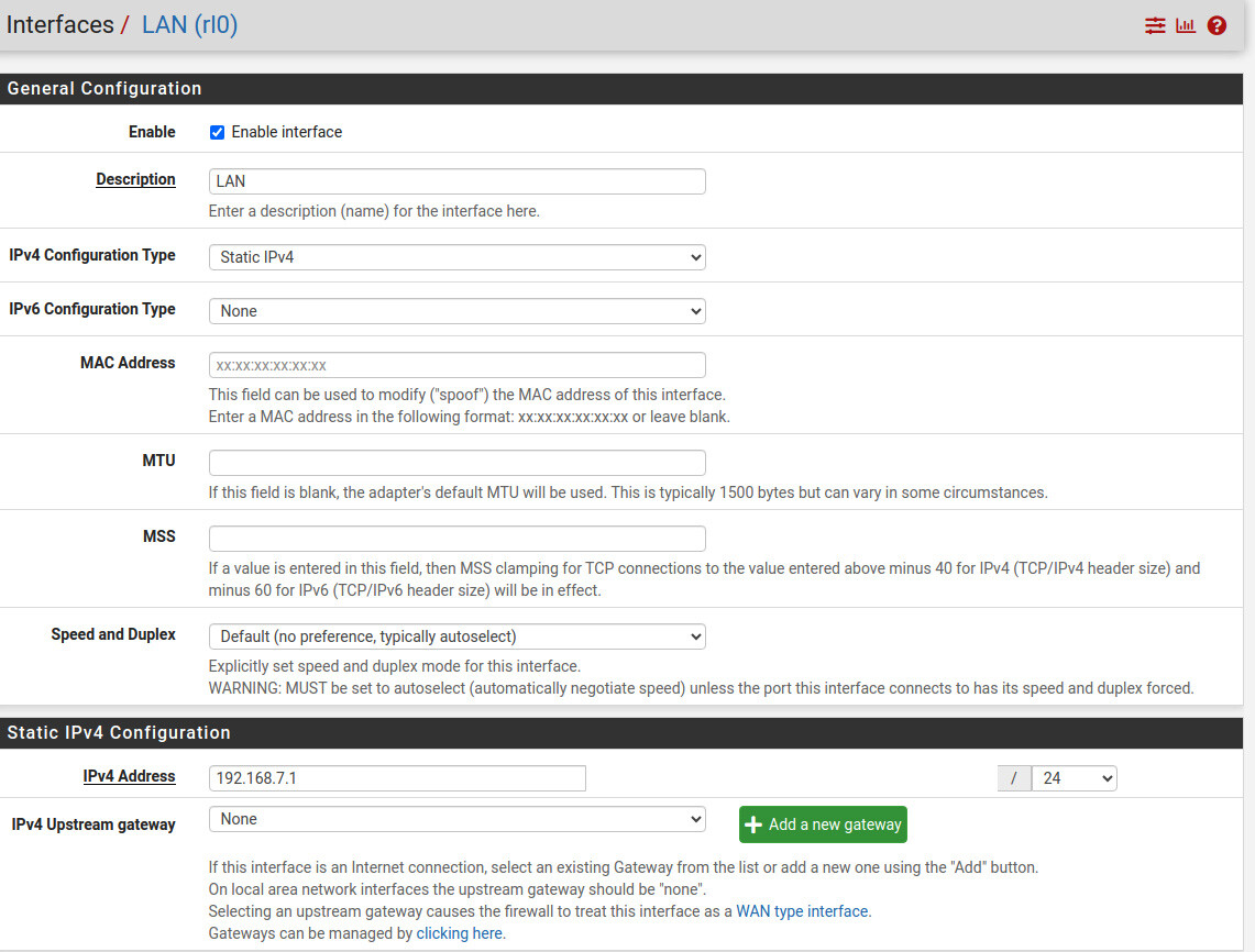 enable interface lan