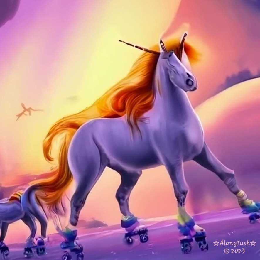 Unicorn's On Roller Skate's by Along Tusk