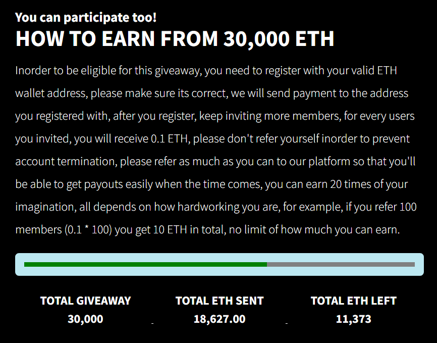 Ethereum giveaway pool