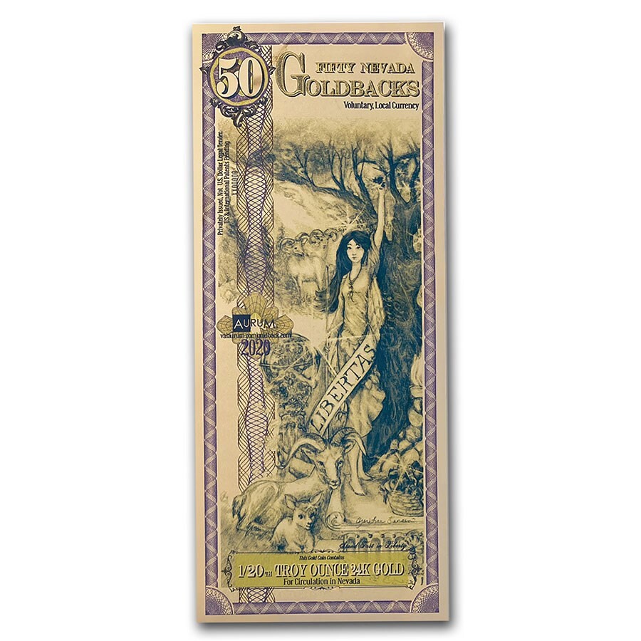 Neva 1/20th Troy Ounce of Gold Note Nevada 50