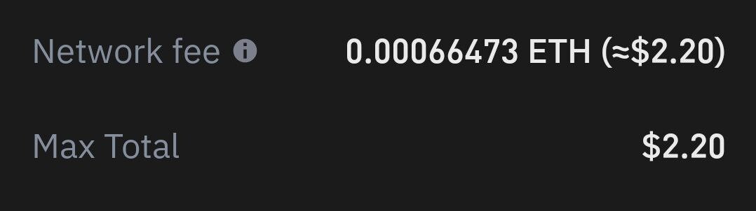 Ethereum gas fee down to $2