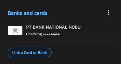 image of my bank being listed on my Paypal