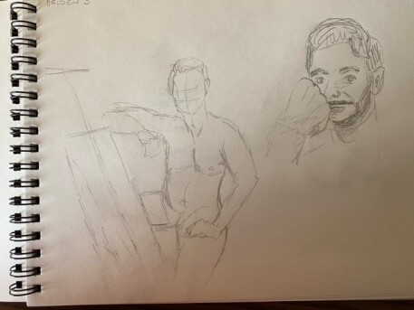 Briden in two poses - 3-minute timed pencil sketches