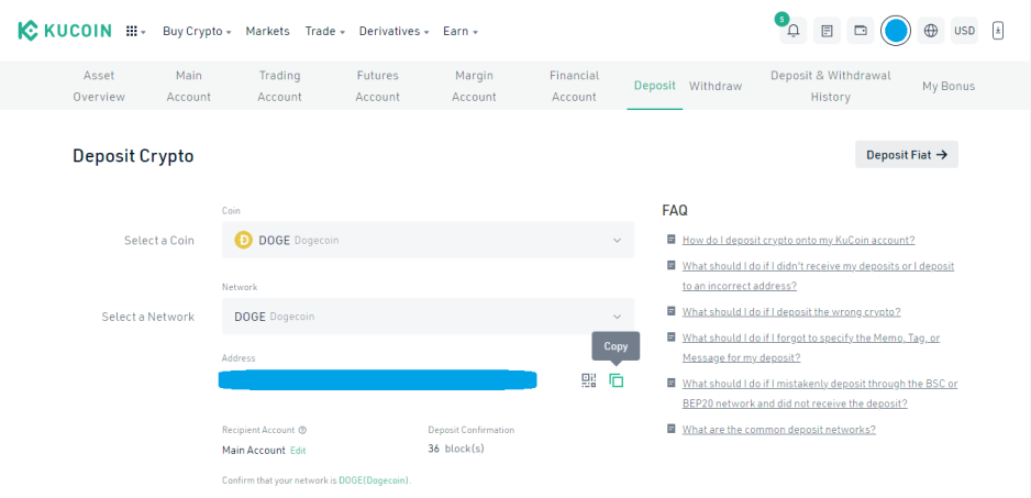 4. Copy Deposit Address
