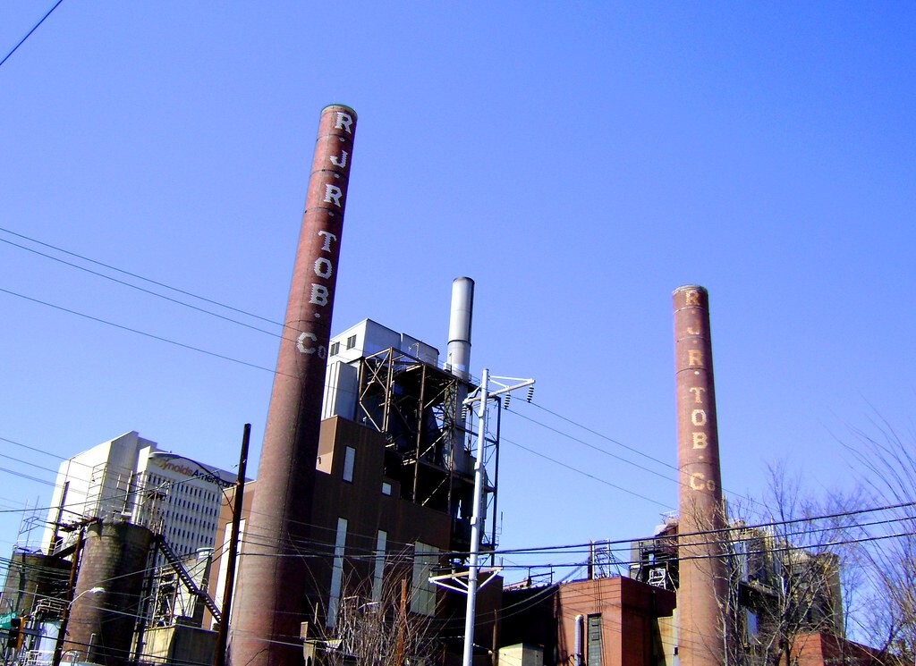 The RJR Tobacco Factory in NC. Taking a drag off of those smoke stacks might get you a little nic-sick.