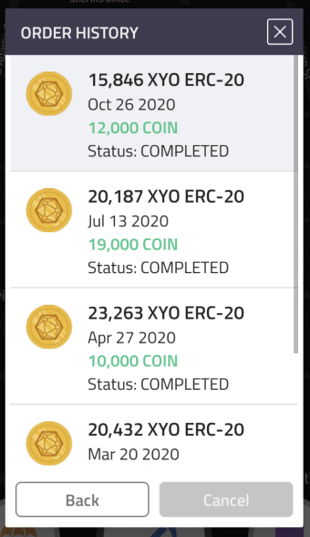 Coin App Order History Image 2