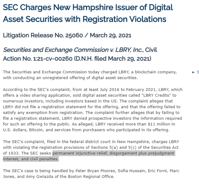 LBC SEC notice