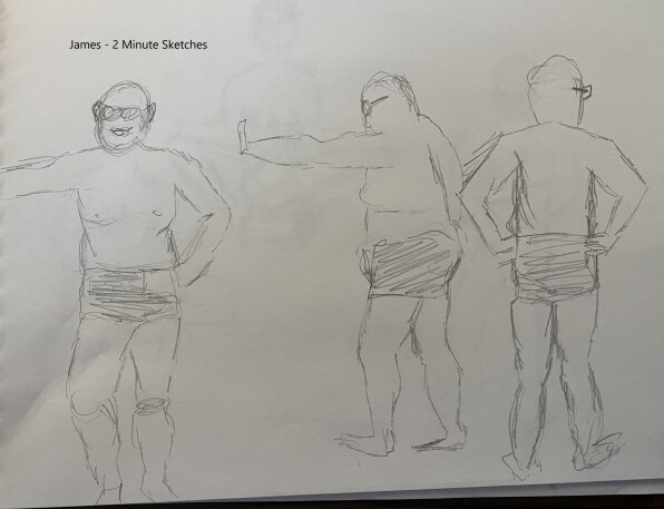James in three poses - Pencil sketches