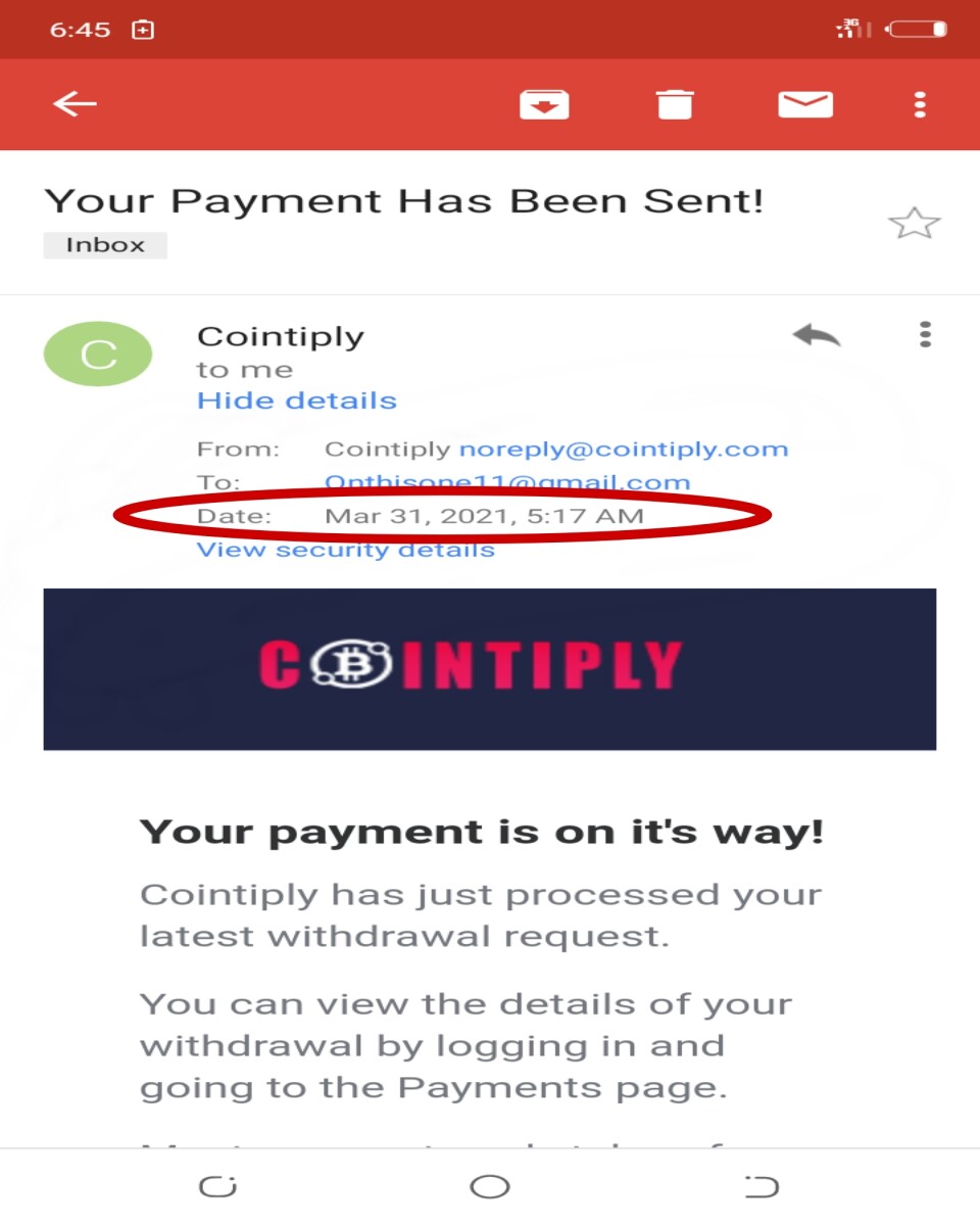 Email payment notification