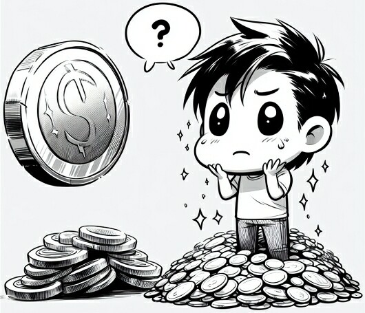 Boy confused deciding tokens