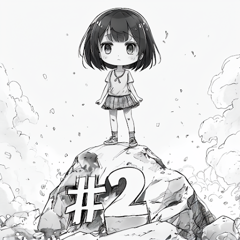Girl standing on rock labeled #2