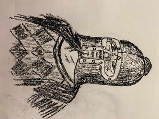 Sketch of me in medieval helmet