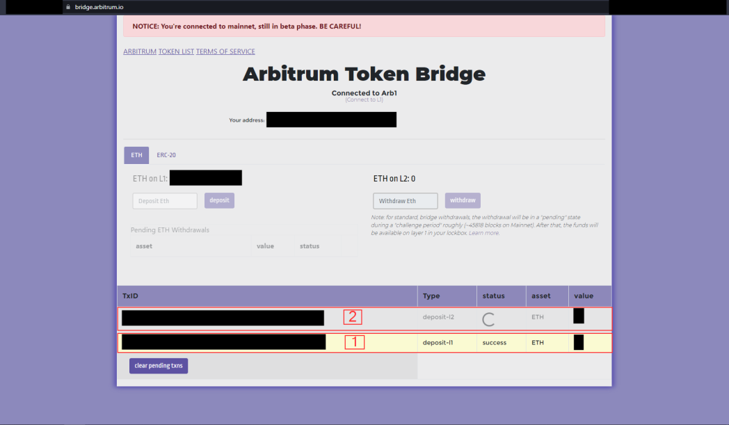 Ethereum transaction success